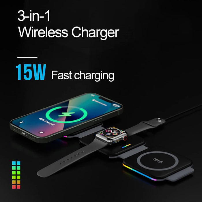 EYD 3-in-1 Foldable Qi Wireless 15W Charger Pad - Aolon