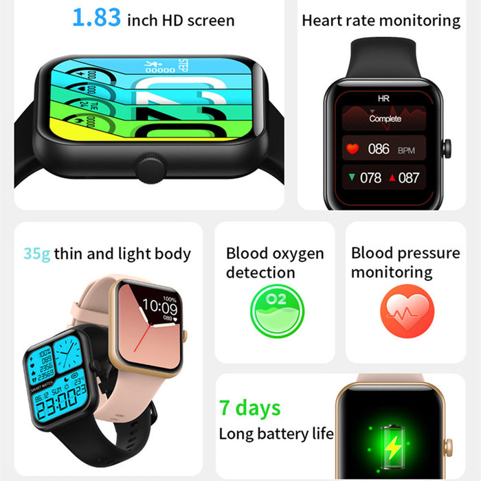 Aolon GTS 1.83-inch 3ATM Waterproof Health Monitoring Smart Watch - Aolon
